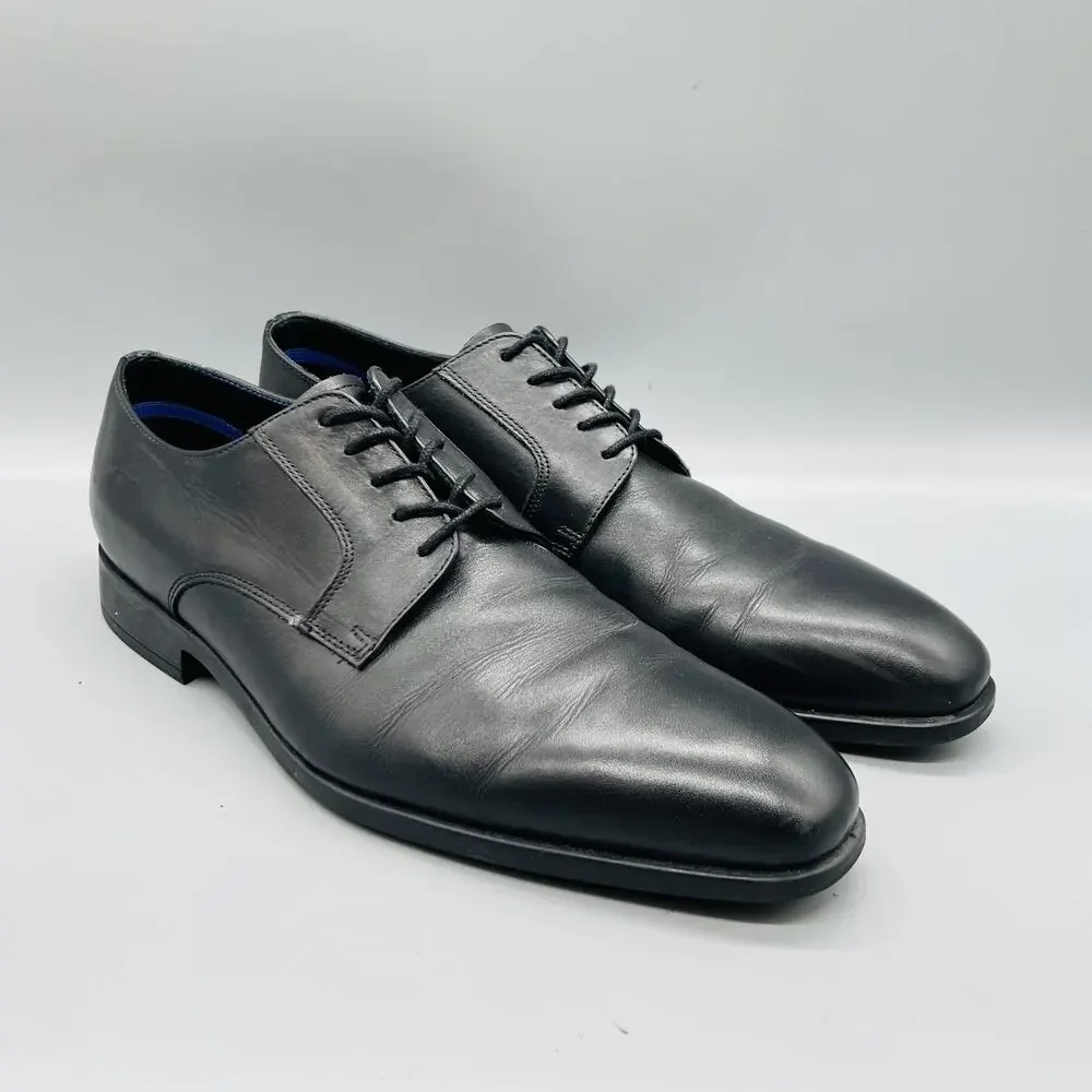 Paul Smith Shoes Mens 9 Black Leather Derby Oxford Dress Almond Toe Classic